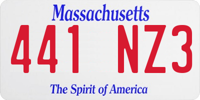MA license plate 441NZ3
