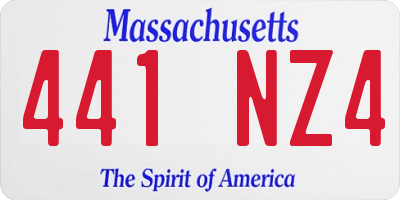MA license plate 441NZ4
