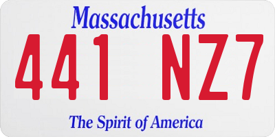 MA license plate 441NZ7