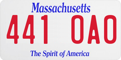 MA license plate 441OA0