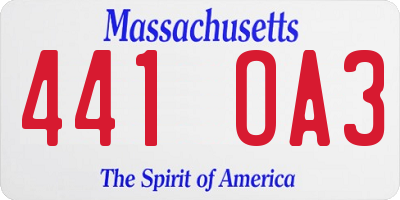 MA license plate 441OA3