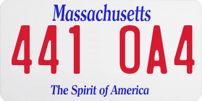MA license plate 441OA4
