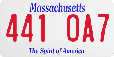 MA license plate 441OA7