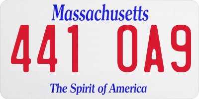MA license plate 441OA9