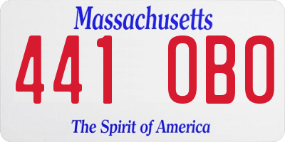 MA license plate 441OB0