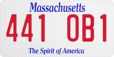 MA license plate 441OB1