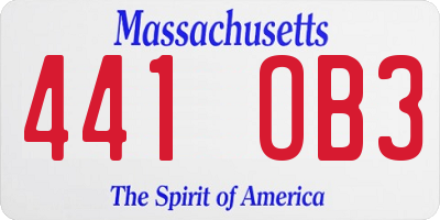 MA license plate 441OB3