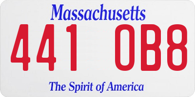 MA license plate 441OB8