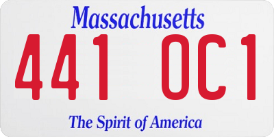 MA license plate 441OC1