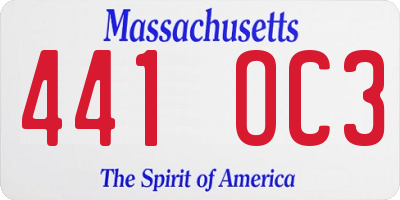 MA license plate 441OC3