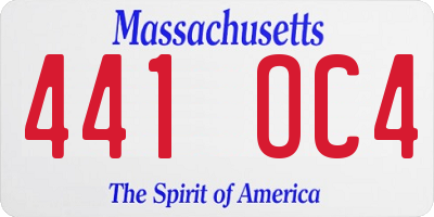 MA license plate 441OC4