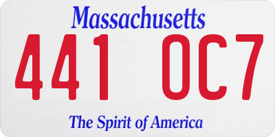 MA license plate 441OC7