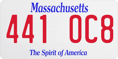 MA license plate 441OC8