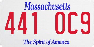 MA license plate 441OC9