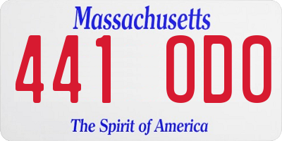 MA license plate 441OD0