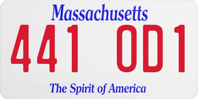 MA license plate 441OD1