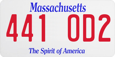 MA license plate 441OD2