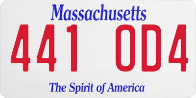 MA license plate 441OD4