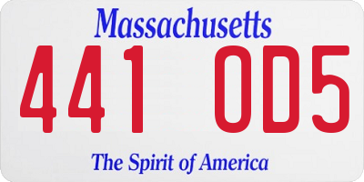 MA license plate 441OD5