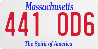 MA license plate 441OD6