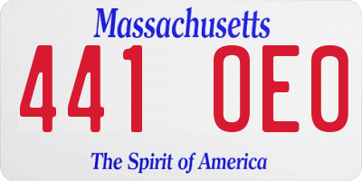 MA license plate 441OE0