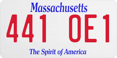 MA license plate 441OE1
