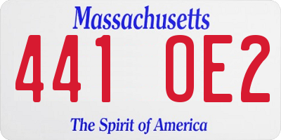 MA license plate 441OE2