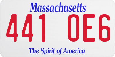 MA license plate 441OE6