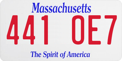 MA license plate 441OE7