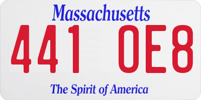 MA license plate 441OE8