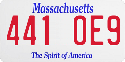 MA license plate 441OE9