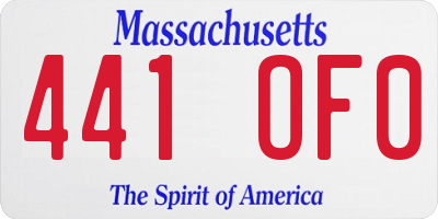 MA license plate 441OF0