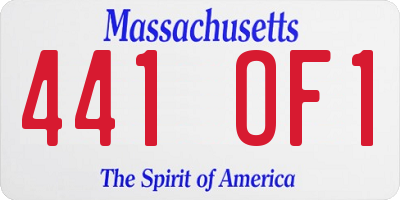 MA license plate 441OF1