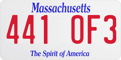 MA license plate 441OF3