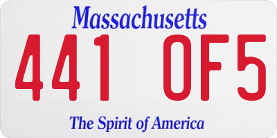 MA license plate 441OF5