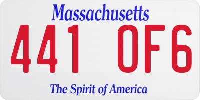 MA license plate 441OF6