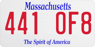 MA license plate 441OF8