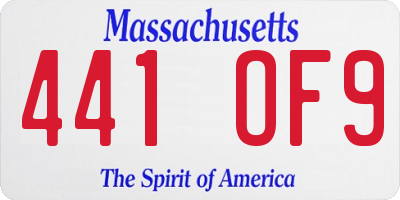 MA license plate 441OF9