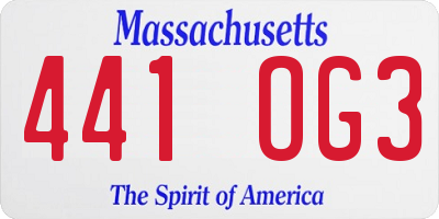 MA license plate 441OG3
