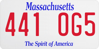 MA license plate 441OG5