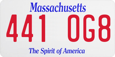 MA license plate 441OG8