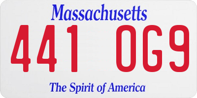 MA license plate 441OG9