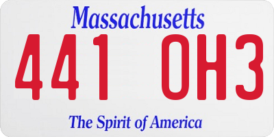MA license plate 441OH3