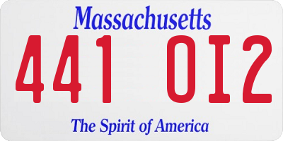 MA license plate 441OI2