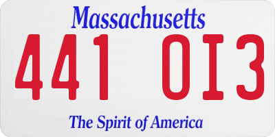 MA license plate 441OI3