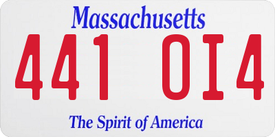 MA license plate 441OI4