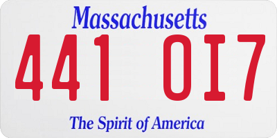MA license plate 441OI7