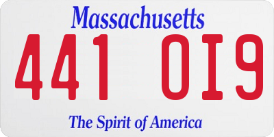 MA license plate 441OI9