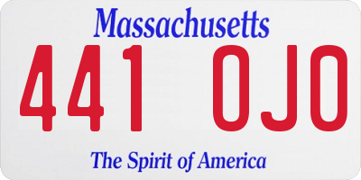 MA license plate 441OJ0
