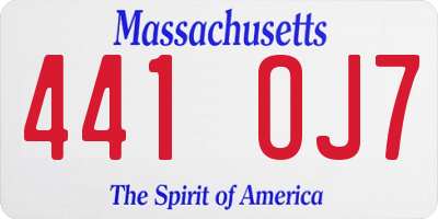 MA license plate 441OJ7